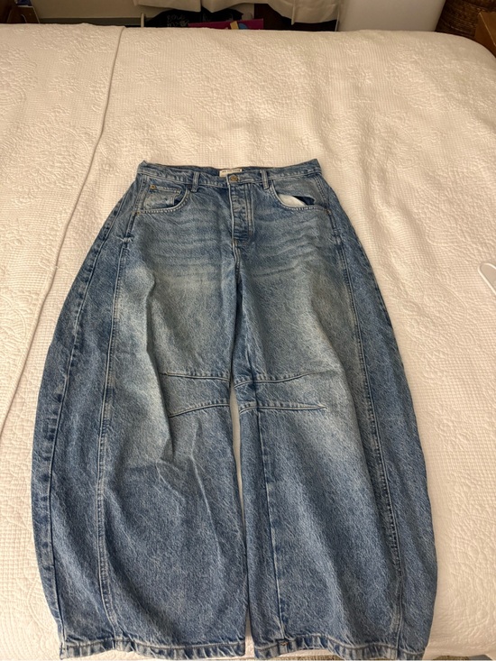 Free People Denim - Free People Washed Blue Wide-Leg Denim Jeans